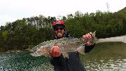 Jake and Rainbow trout L, April 2017, Slovenia fly fishing